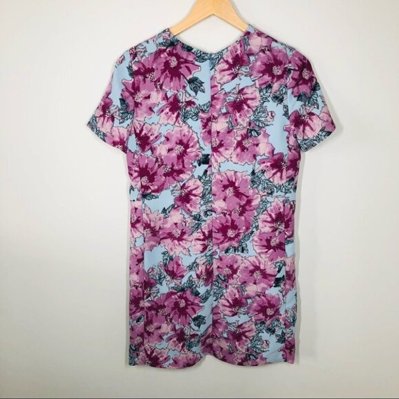 Aritzia Babaton Patricio T-Shirt Dress in Blue and Purple Floral Size 4 - Picture 6 of 6